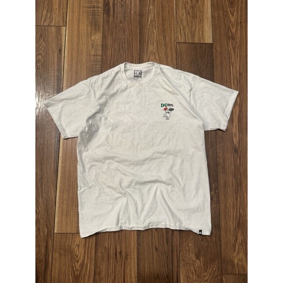 Vintage Y2K 2000s DC Shoes Skate Graphic White T-Shirt Sz L Double Sided Grunge - Picture 3 of 6